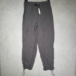 NWT Garage Nylon Parachute Tie Cargo Pocket Pant in Gray Size XS Baggy Oversized